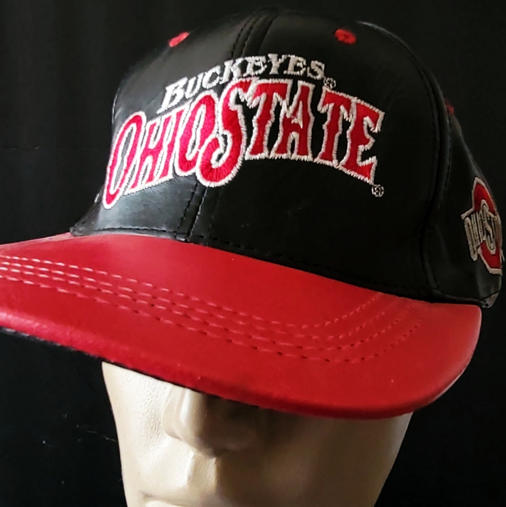 2 Vintage 90s Ohio State Buckeyes & Cincinnati Bengals Leather NFL Snapback Hats